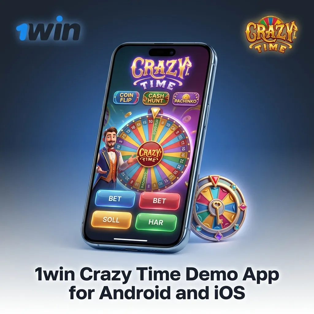 1win Crazy Time mobile app installation screen showing download options for Android and iOS devices