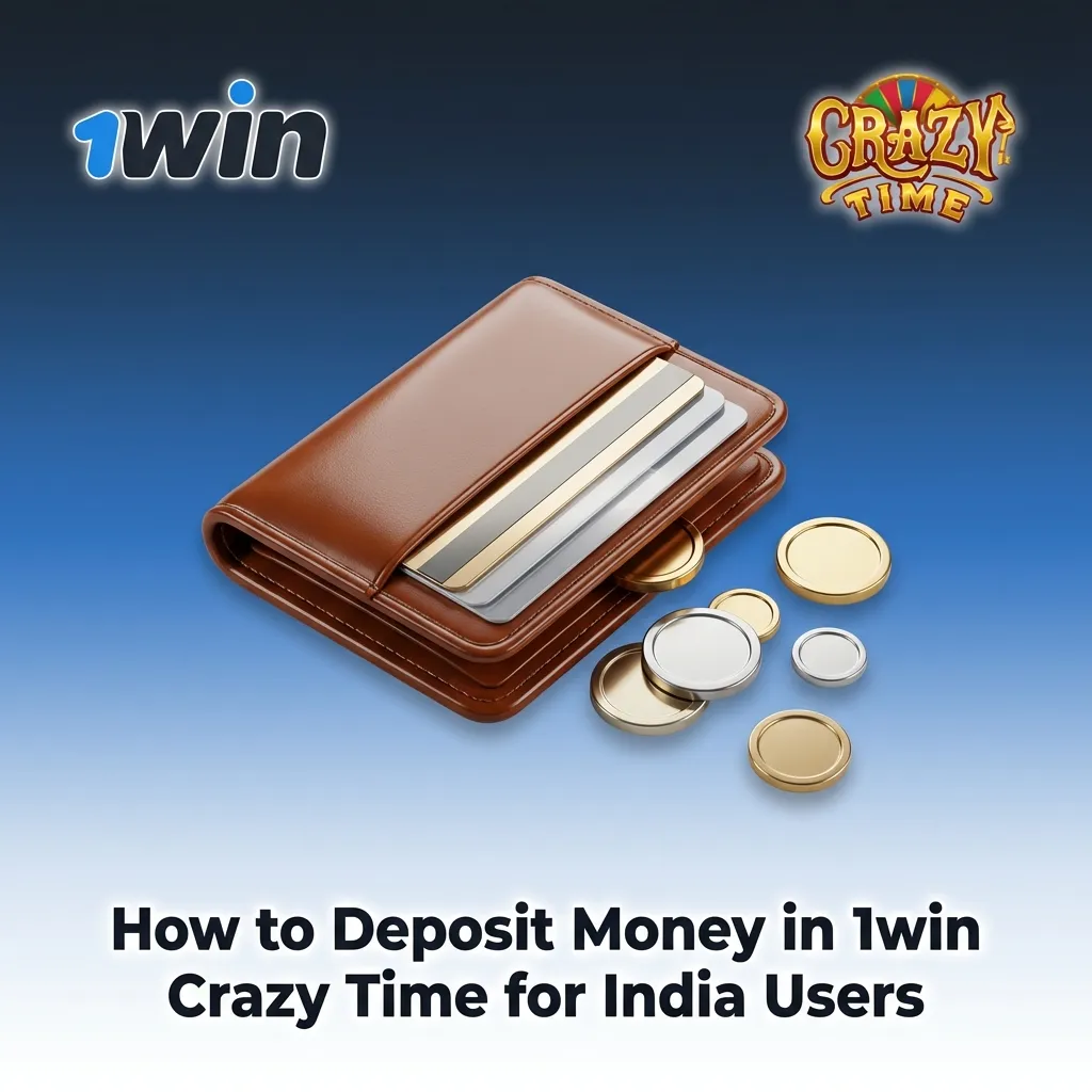 Guide showing 1win Crazy Time deposit steps for Indian users with payment methods like UPI, PayTM, and cryptocurrency options